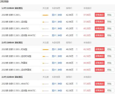 奔驰e级价格表 奔驰e级价多少钱(41.47万)